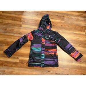 Volcom Womens Snowboard Jacket Multi-Color Stripe Thermonite‎ Hooded Small